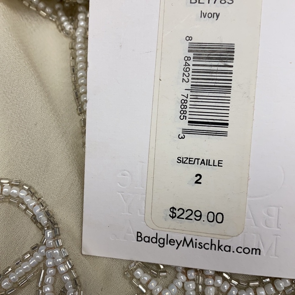 Badgley Mischka white with pearls sleeveless cocktail dress - Picture 10 of 12